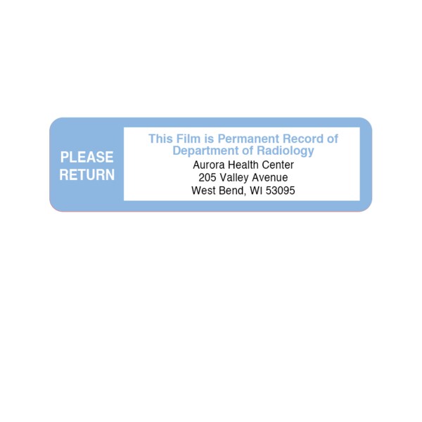 Please Return-Perm.Record w/Medical Center 7/8"x3" White w/Blue& Black